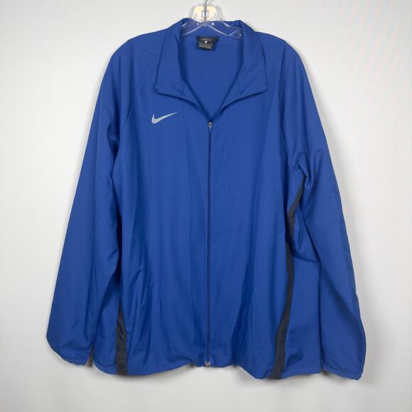 Vintage 90s Nike Dri-Fit Blue Full Zip Collared Windbreaker Jacket Men's Size XL - Picture 1 of 4